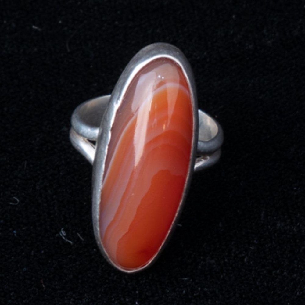 Vintage Carnelian and Sterling Silver Ring, Size 6.5